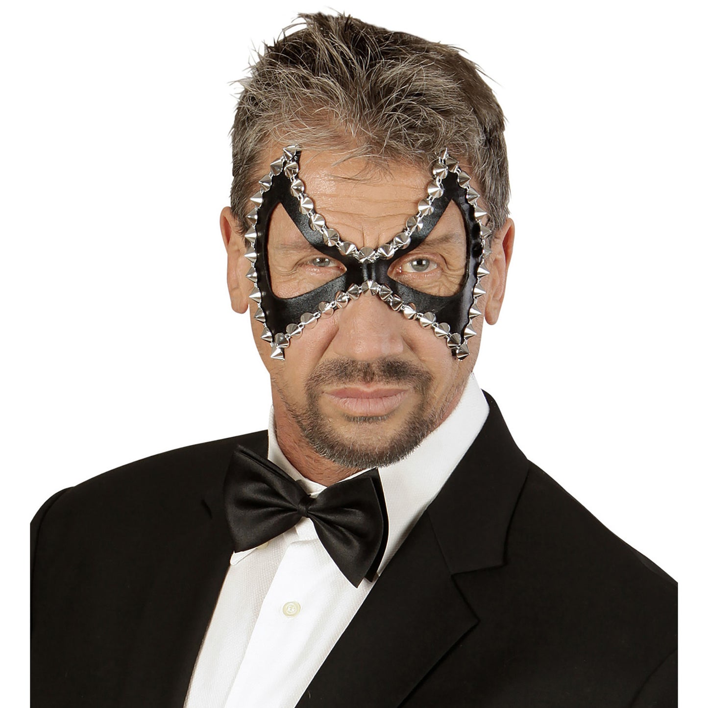 " SCHWARZE UNISEX S&M AUGENMASKE DIABOLISCH MIT NIETEN" – Ansicht 4