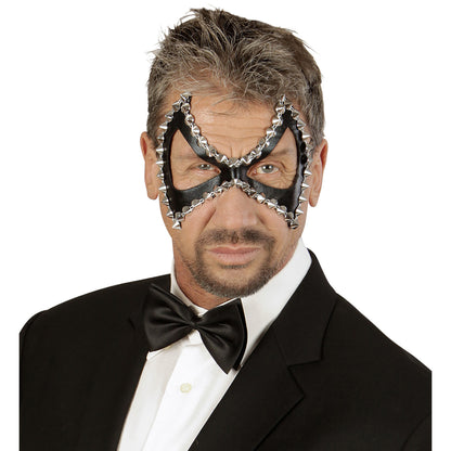 " SCHWARZE UNISEX S&M AUGENMASKE DIABOLISCH MIT NIETEN" – Ansicht 4