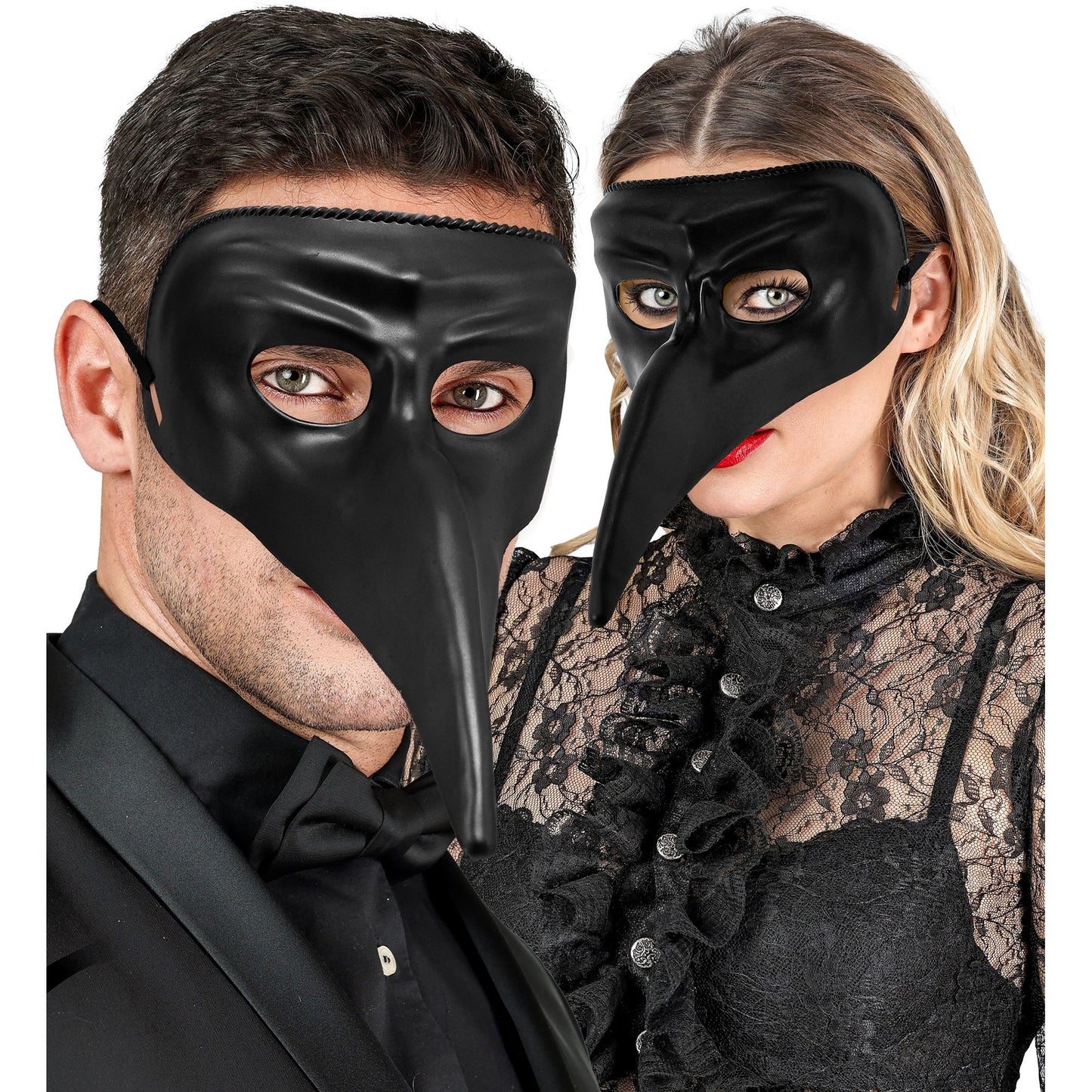 "SCHWARZE VENEZIANISCHE MASKE" aus Plastik – Detailansicht