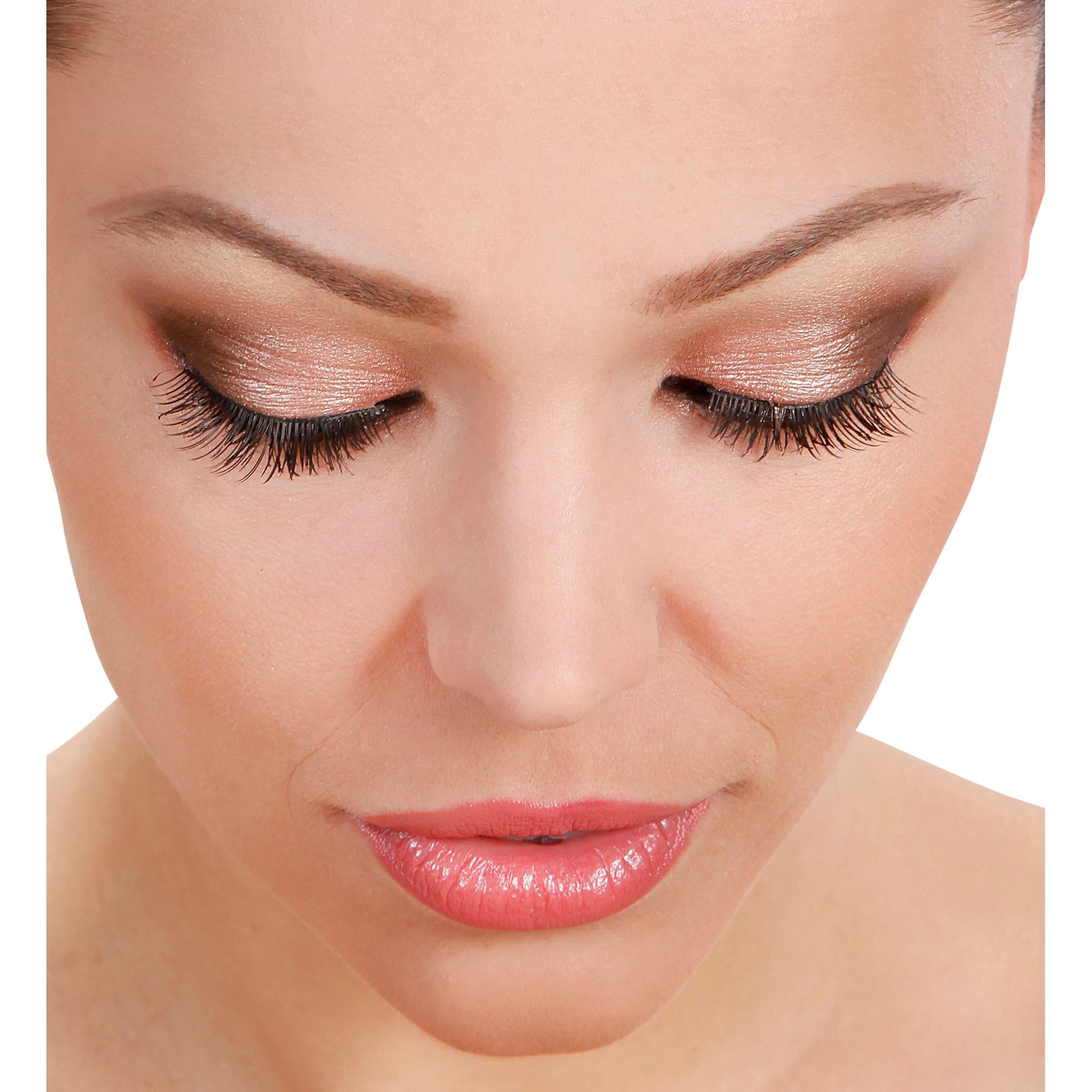 "SCHWARZE WIMPERN MIT GEMISCHTEN KURZEN UND LANGEN SPITZEN" mit Klebstofftube – Detailansicht