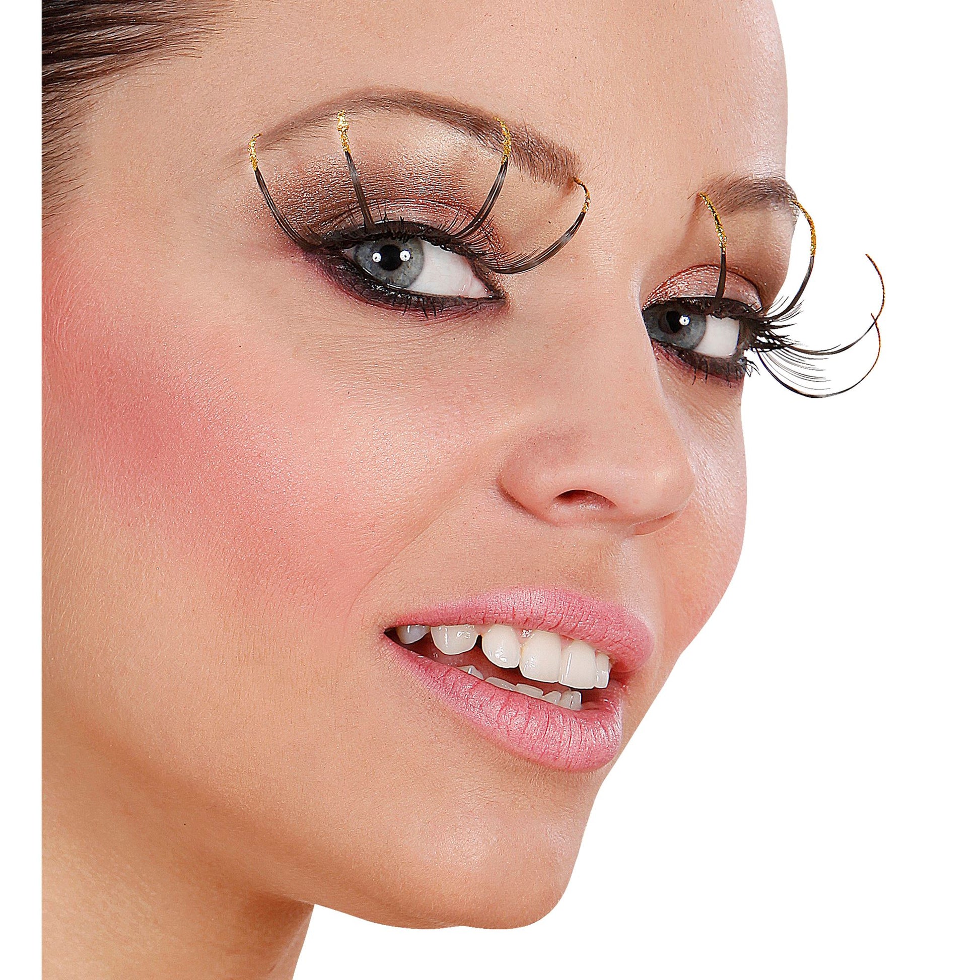 "SCHWARZE WIMPERN MIT MAXI SPITZEN GOLD RAND" mit Klebstofftube – Ansicht 3