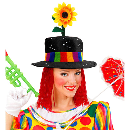 "SCHWARZER CLOWNHUT MIT HAAREN UND SONNENBLUME" aus Pannesamt – Ansicht 4