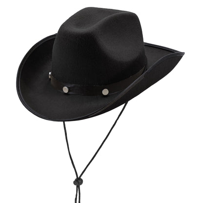 "SCHWARZER COWBOYHUT MIT METALLNIETEN" – Vorderansicht