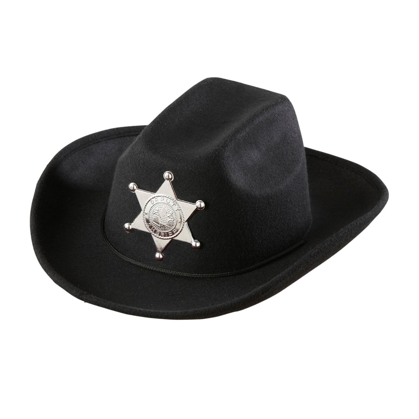 Widmann Schwarzer Cowboyhut mit Sheriffstern aus gebürstetem Filz für Kinder – Produktansicht