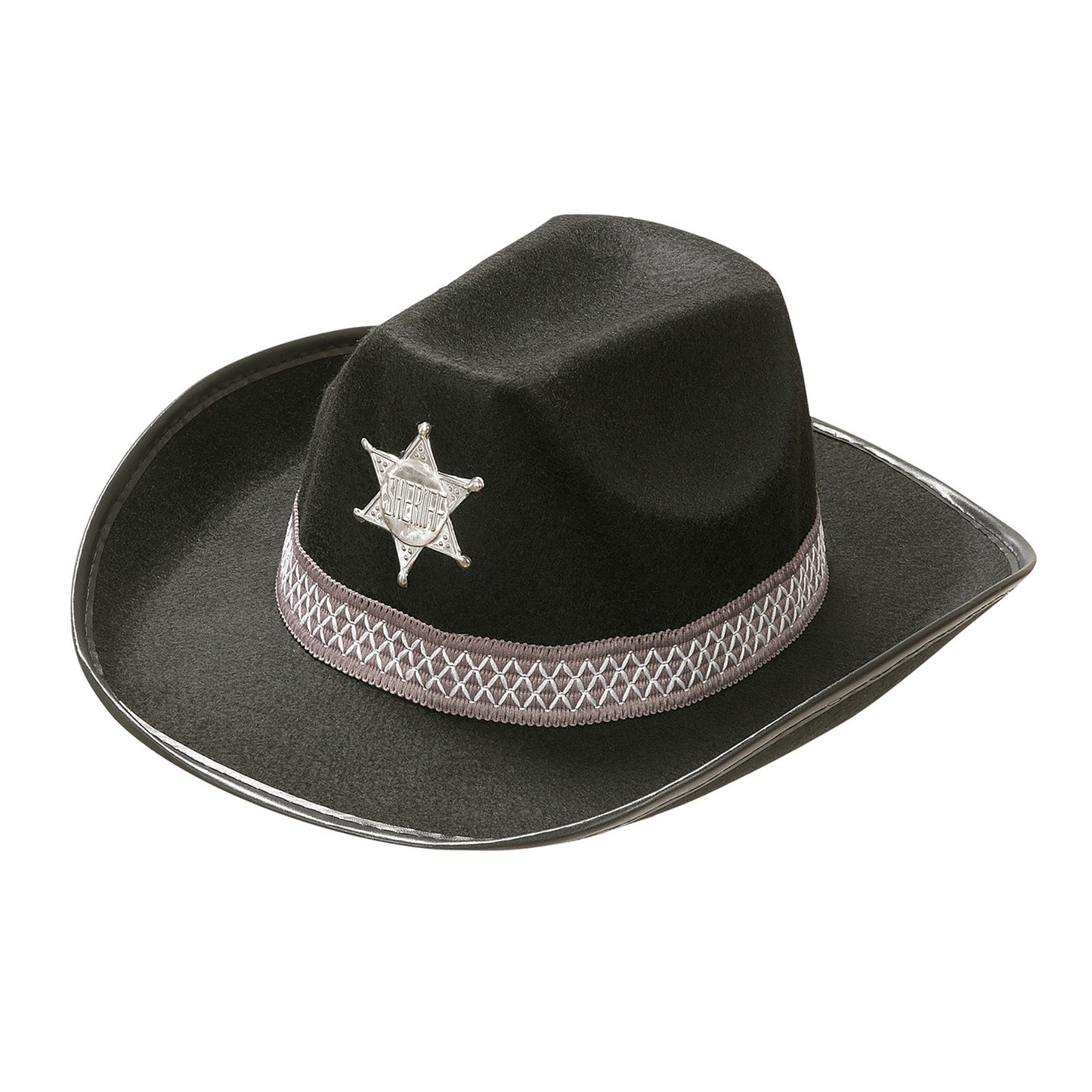 "SCHWARZER COWBOYHUT MIT SHERIFFSTERN" Kindergröße – Vorderansicht