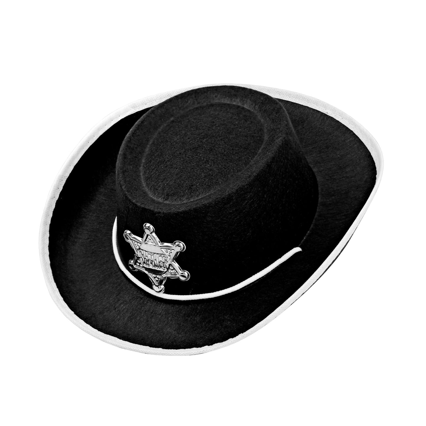 "SCHWARZER COWBOYHUT MIT SHERIFFSTERN" Kindergröße – Vorderansicht