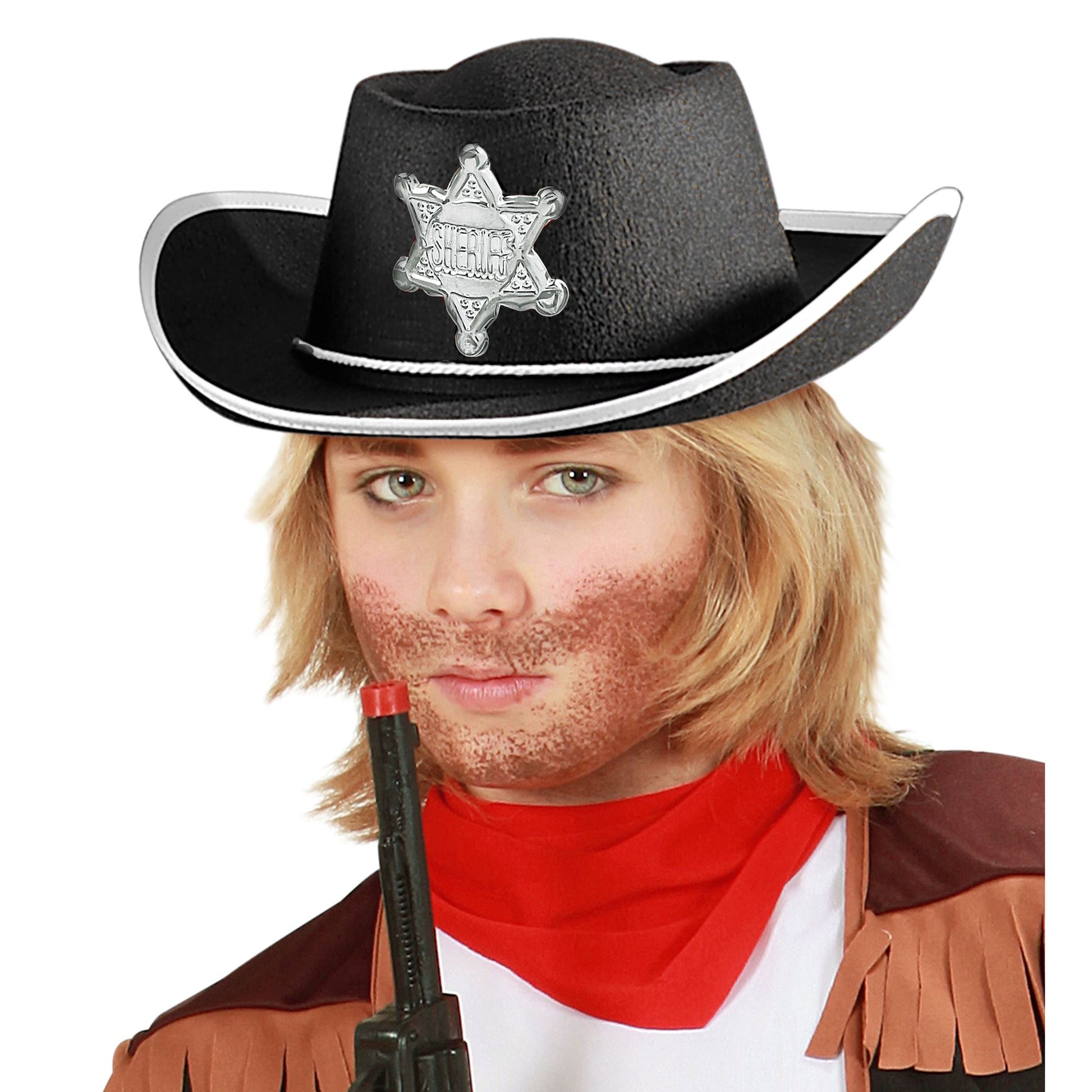 "SCHWARZER COWBOYHUT MIT SHERIFFSTERN" Kindergröße – Ansicht 3