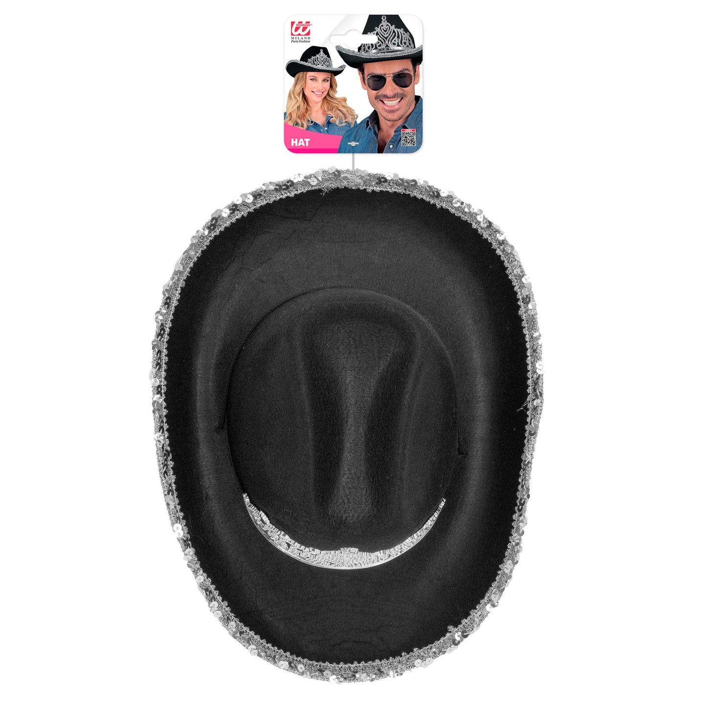 "SCHWARZER COWGIRL PARTYHUT MIT TIARA" – Detailansicht