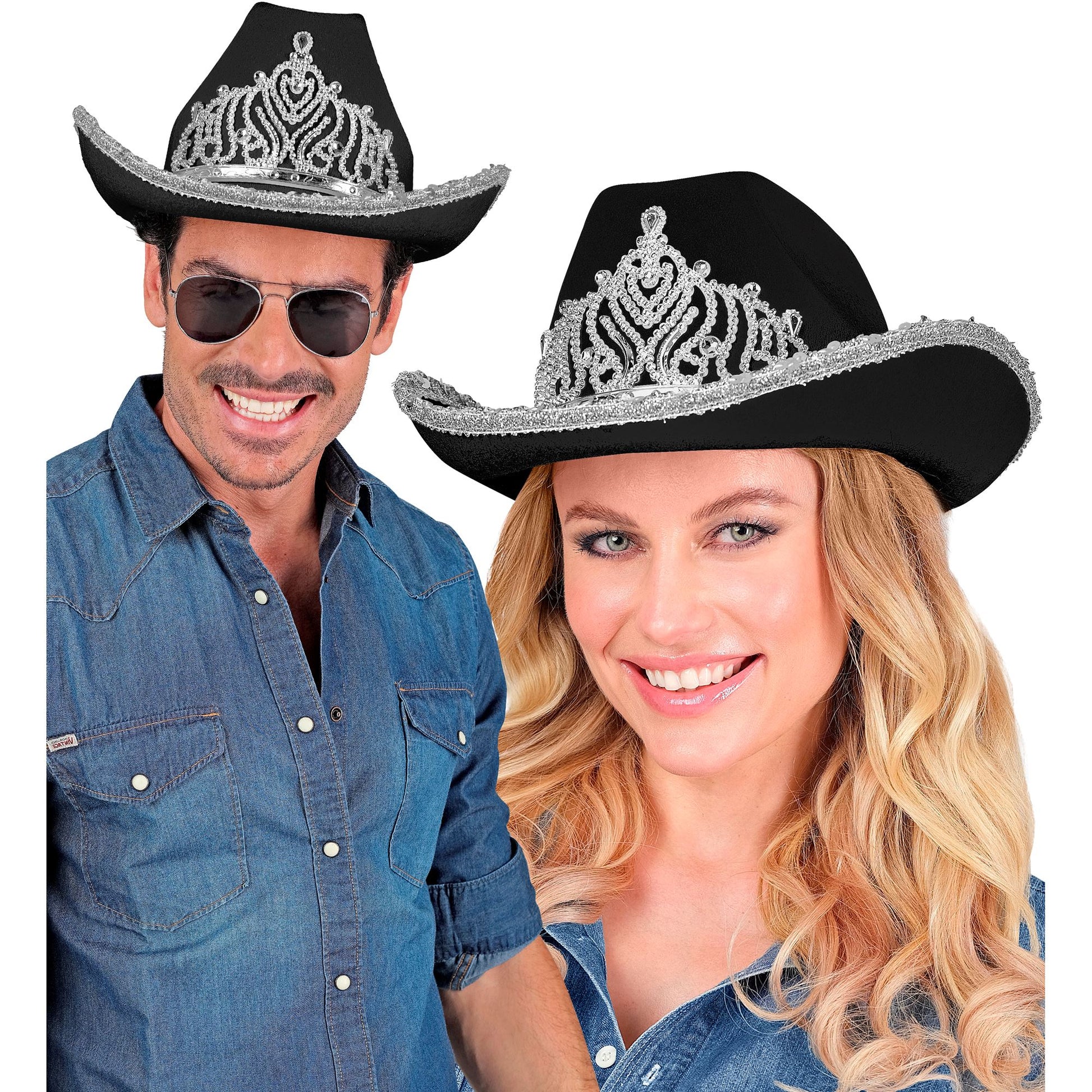 "SCHWARZER COWGIRL PARTYHUT MIT TIARA" – Ansicht 3