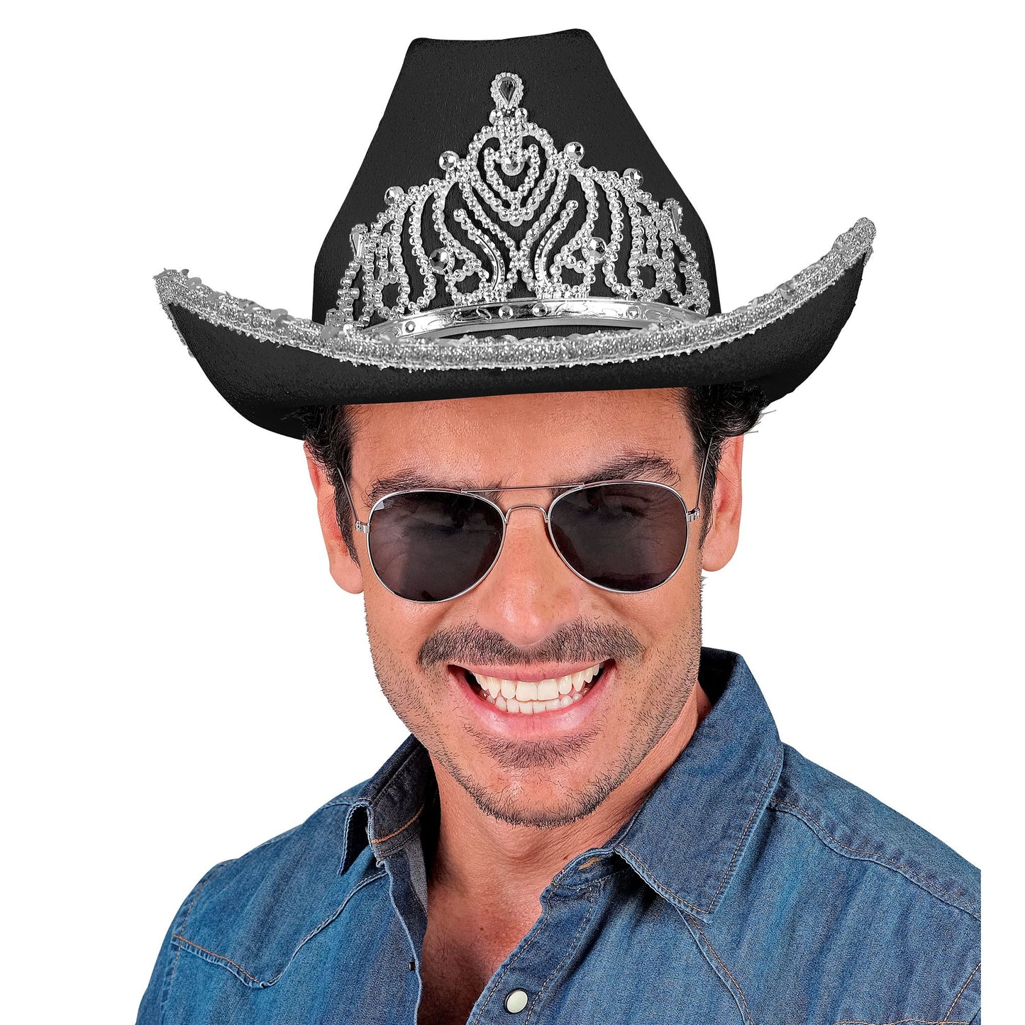 "SCHWARZER COWGIRL PARTYHUT MIT TIARA" – Ansicht 4
