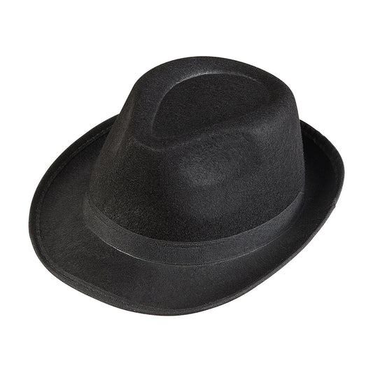 "SCHWARZER FEDORA" aus Filz – Vorderansicht