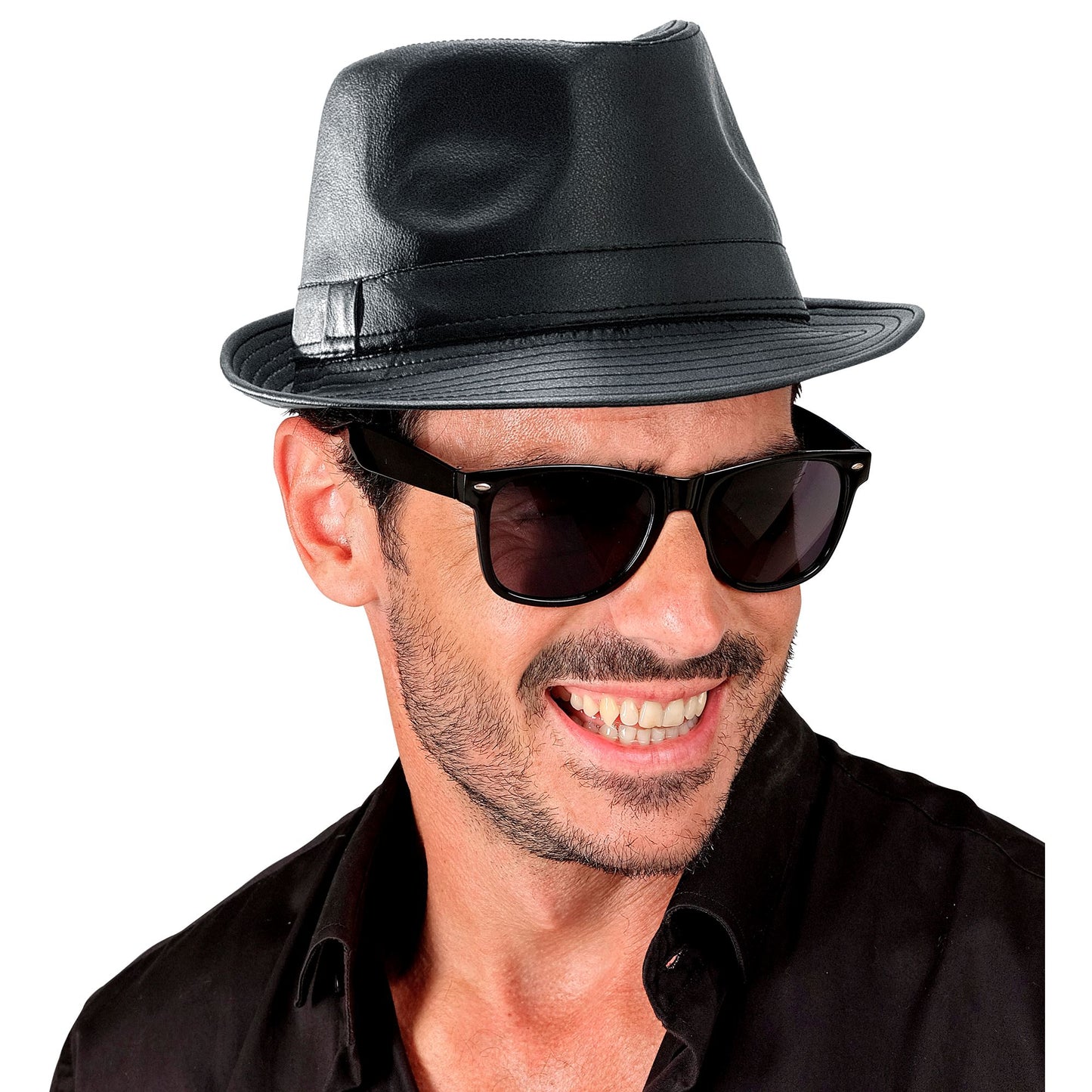 "SCHWARZER FEDORA AUS KUNSTLEDER" – Ansicht 3
