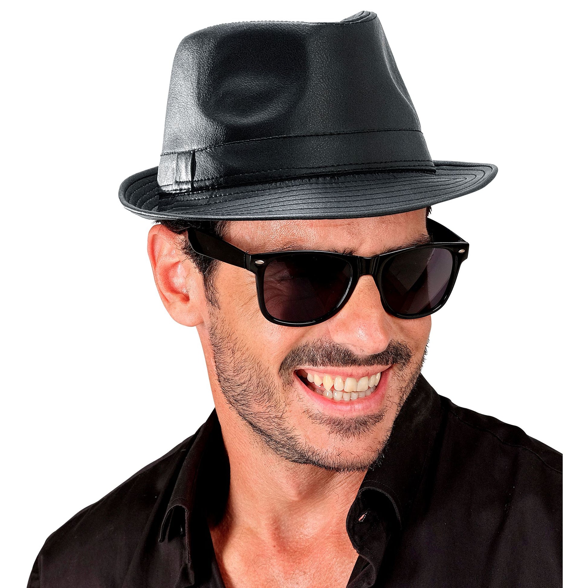 "SCHWARZER FEDORA AUS KUNSTLEDER" – Ansicht 3