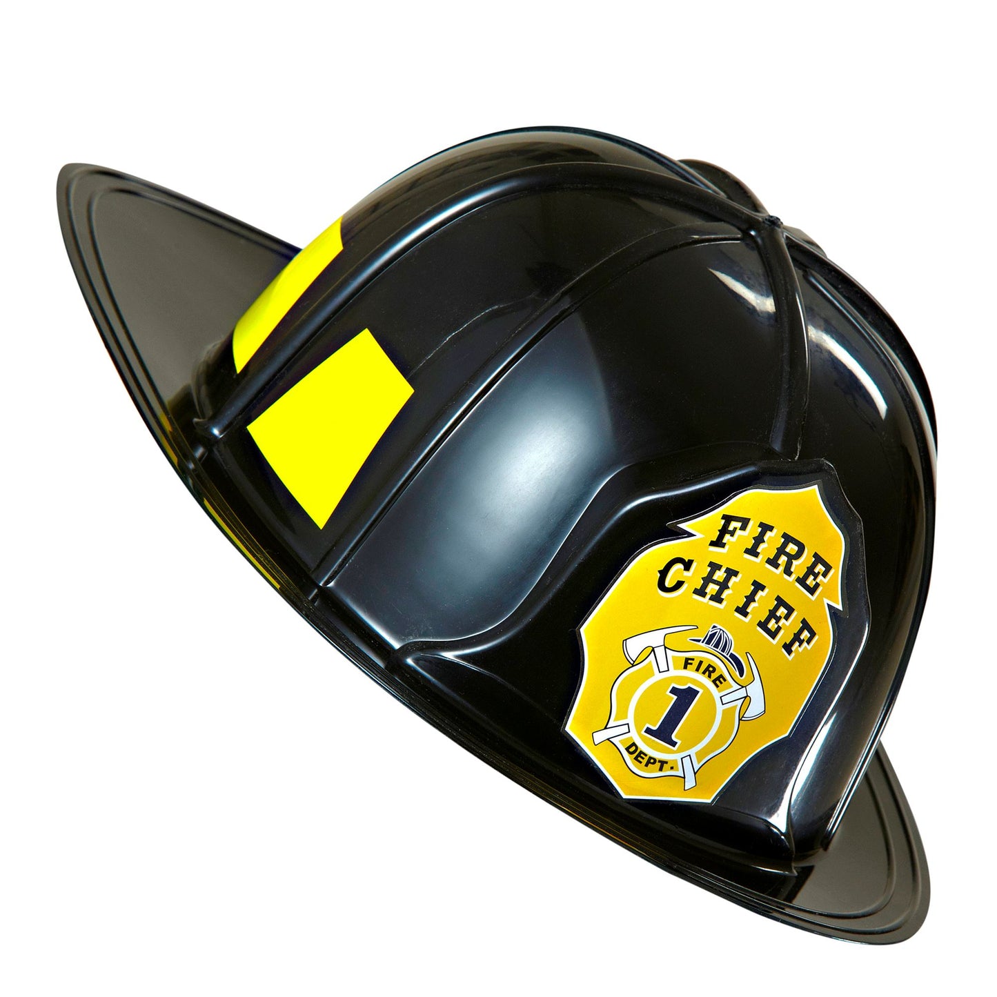 "SCHWARZER FEUERWEHRHELM" aus Hartplastik – Vorderansicht