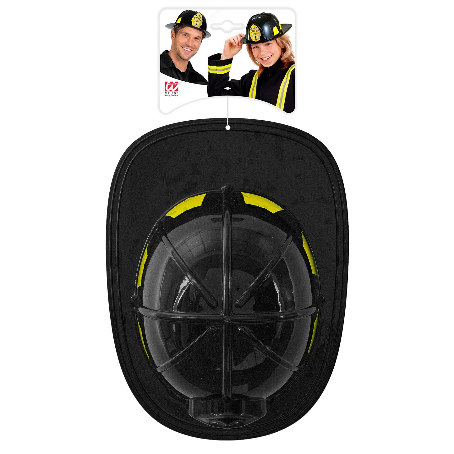 "SCHWARZER FEUERWEHRHELM" aus Hartplastik – Detailansicht