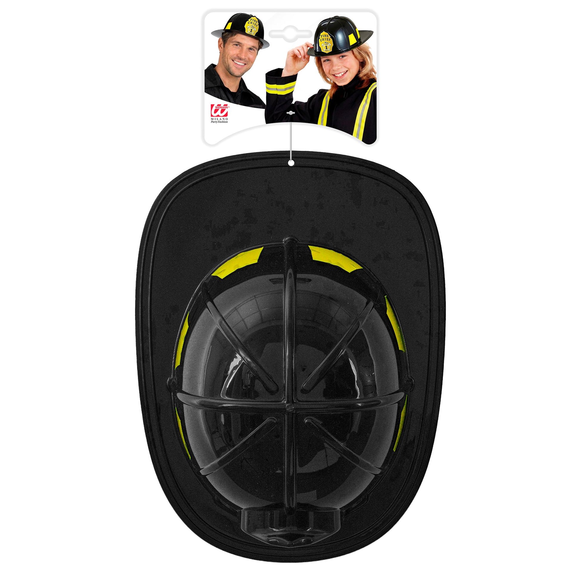 "SCHWARZER FEUERWEHRHELM" aus Hartplastik – Detailansicht