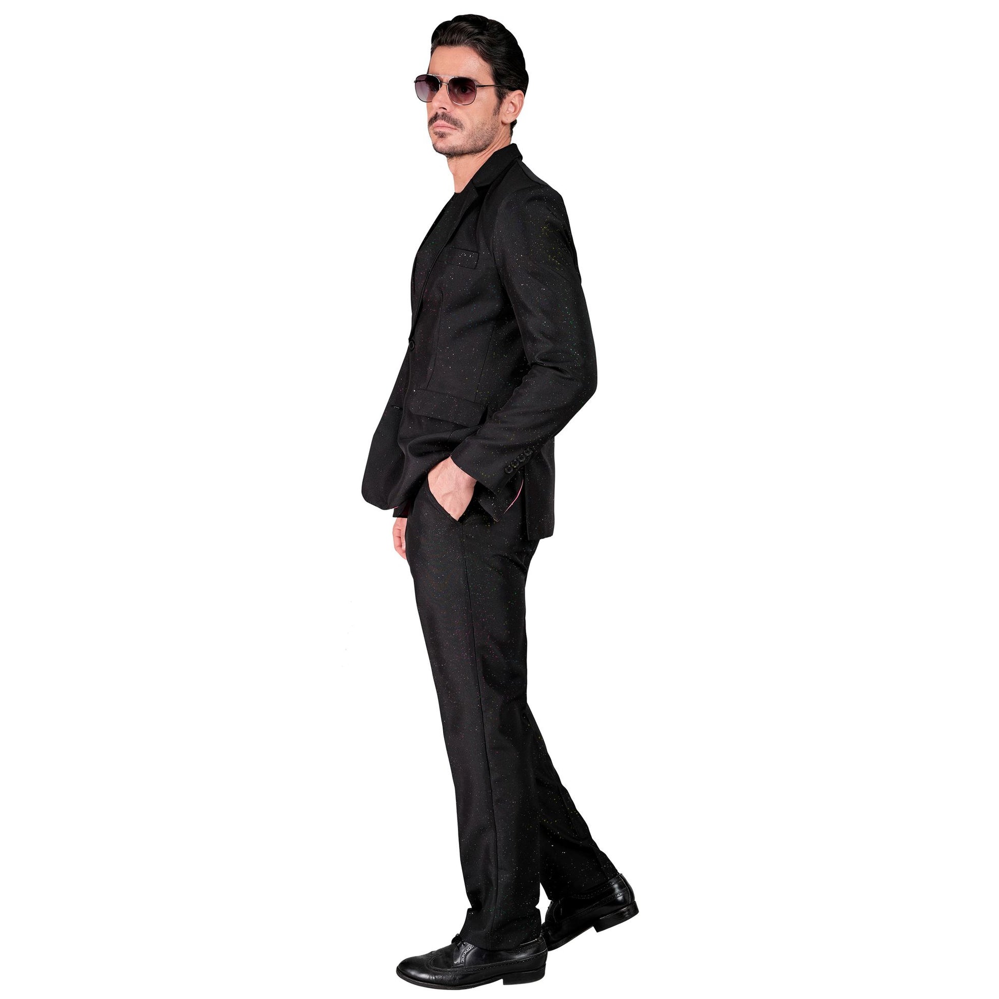 "SCHWARZER GLITZER PARTY FASHION ANZUG" (Jackett, Hose) – Ansicht 3