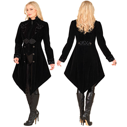 "SCHWARZER GOTHIC MANTEL AUS SAMT" – Ansicht 4