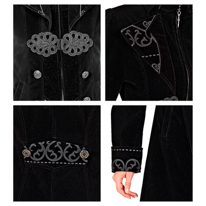 "SCHWARZER GOTHIC MANTEL AUS SAMT" – Ansicht 6