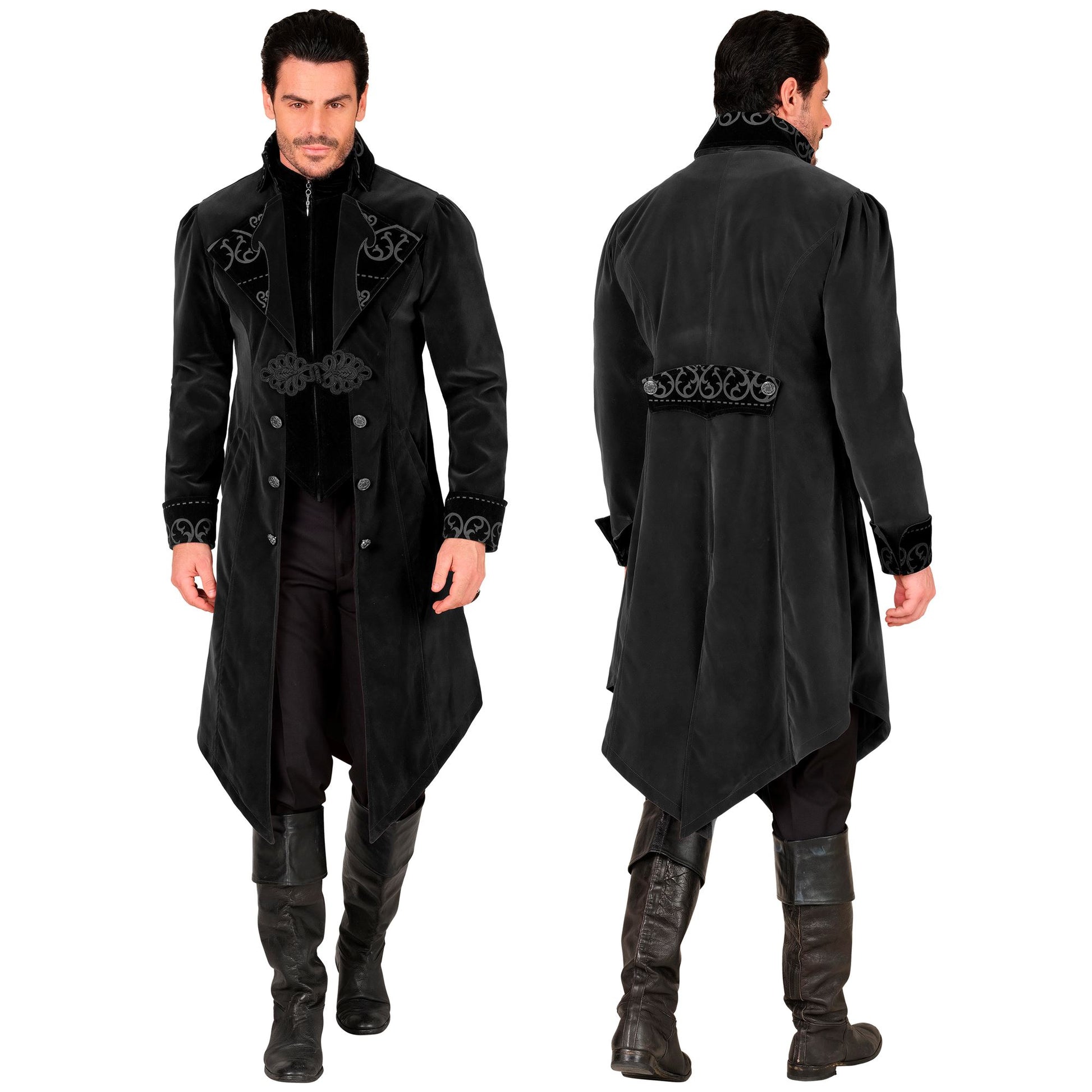 "SCHWARZER GOTHIC MANTEL AUS SAMT" – Ansicht 4
