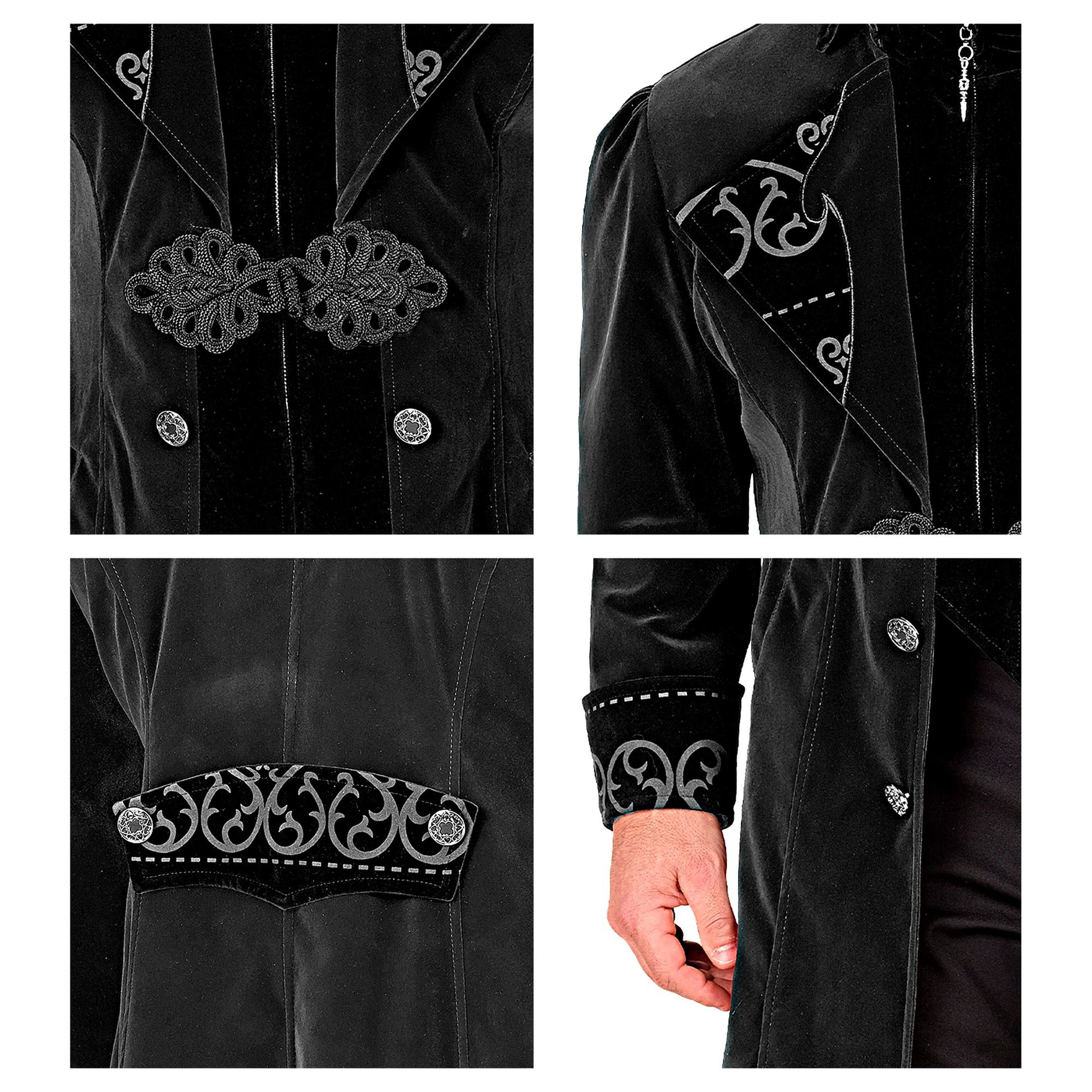 "SCHWARZER GOTHIC MANTEL AUS SAMT" – Ansicht 5