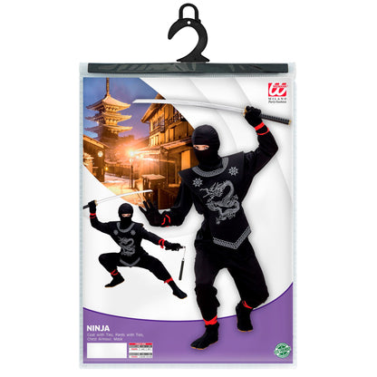"SCHWARZER NINJA" (Oberteil mit Bändern, Hose mit Bändern, Brustschutz, Maske) – Ansicht 3