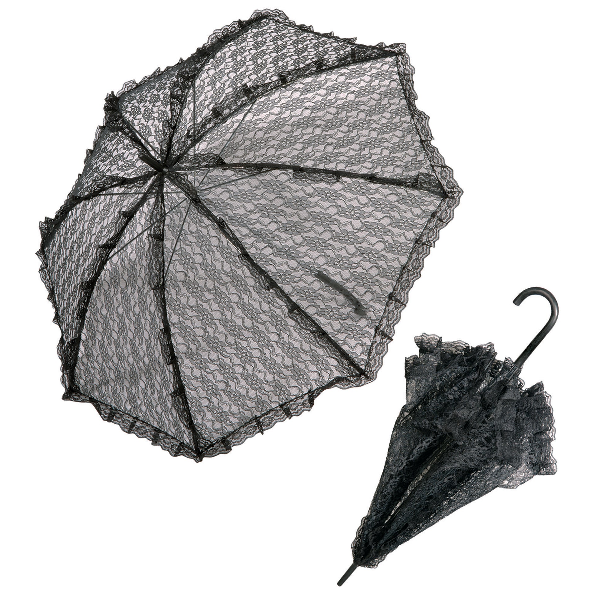 "SCHWARZER SCHIRM AUS SPITZE" Ø ca. 83 cm – Vorderansicht