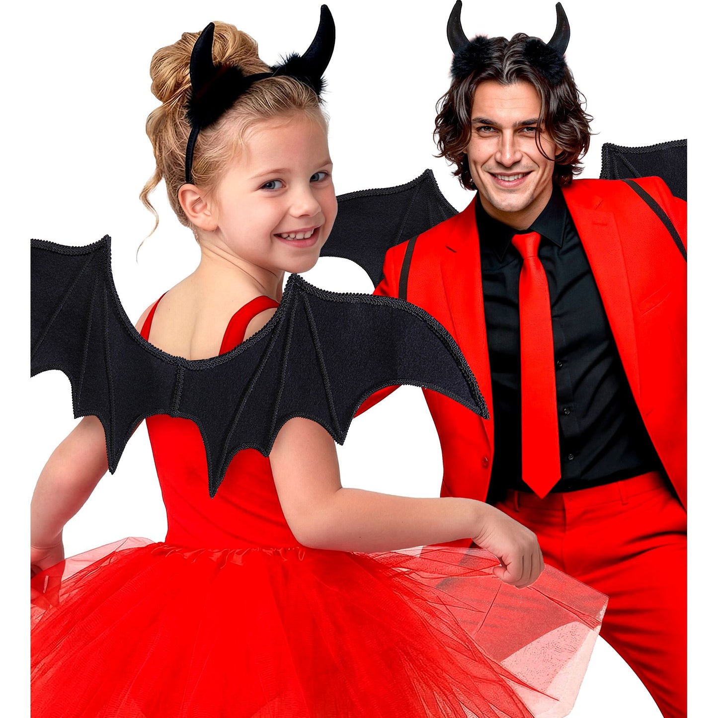 "SCHWARZER TEUFEL" Dress-up Set (Flügel, Hörner) – Ansicht 3