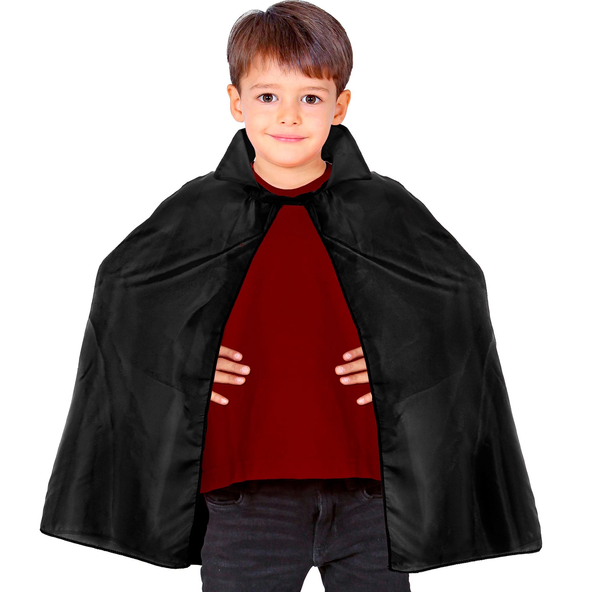 "SCHWARZER UMHANG" 60 cm - Kindergröße – Vorderansicht