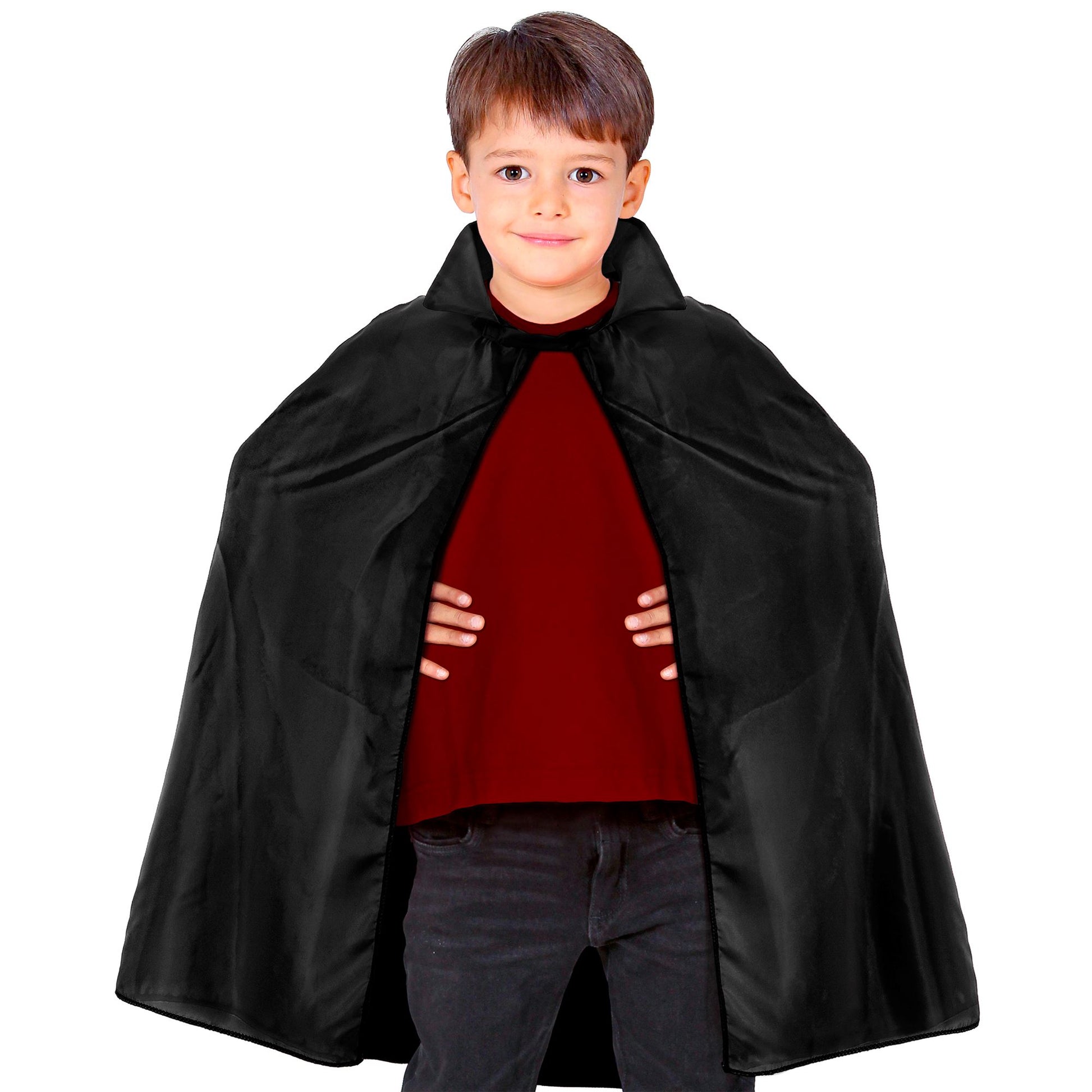 "SCHWARZER UMHANG" Kindergröße - 100 cm – Vorderansicht