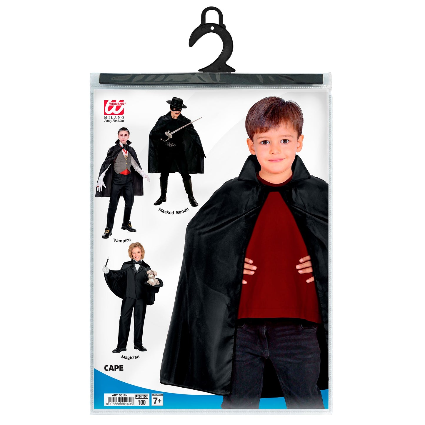 "SCHWARZER UMHANG" Kindergröße - 100 cm – Detailansicht