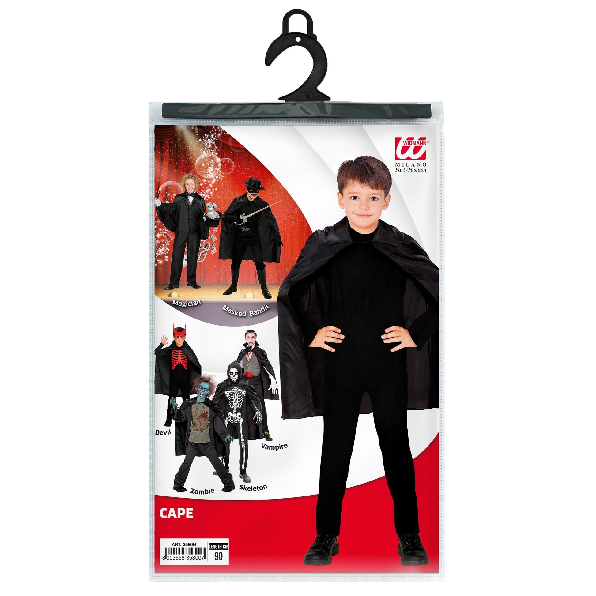 "SCHWARZER UMHANG" Kindergröße - 90 cm – Detailansicht