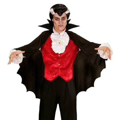 "SCHWARZER VAMPIRUMHANG MIT KRAGEN" 100 cm – Vorderansicht
