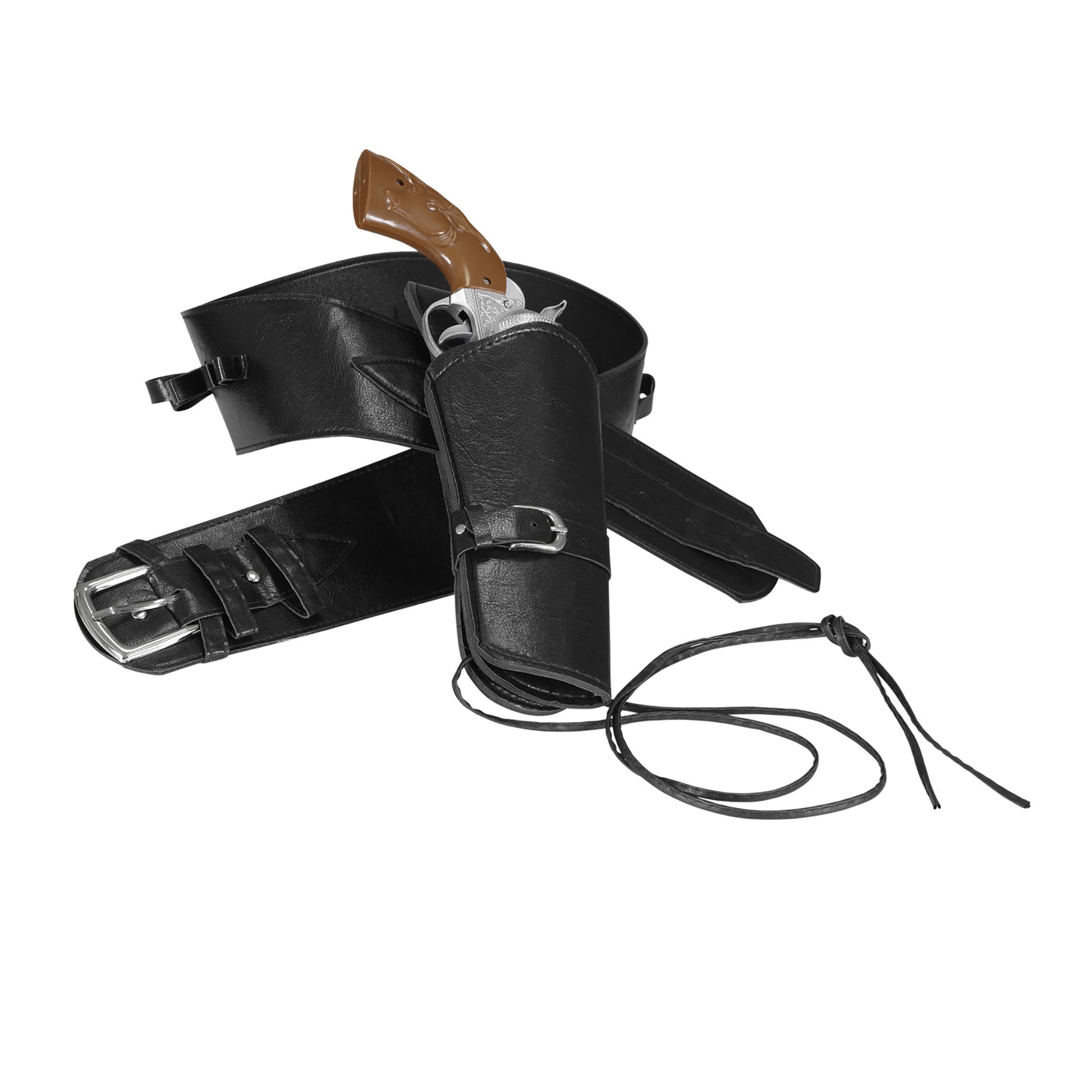 "SCHWARZER WESTERNPISTOLENHOLSTER" aus Kunstleder – Vorderansicht