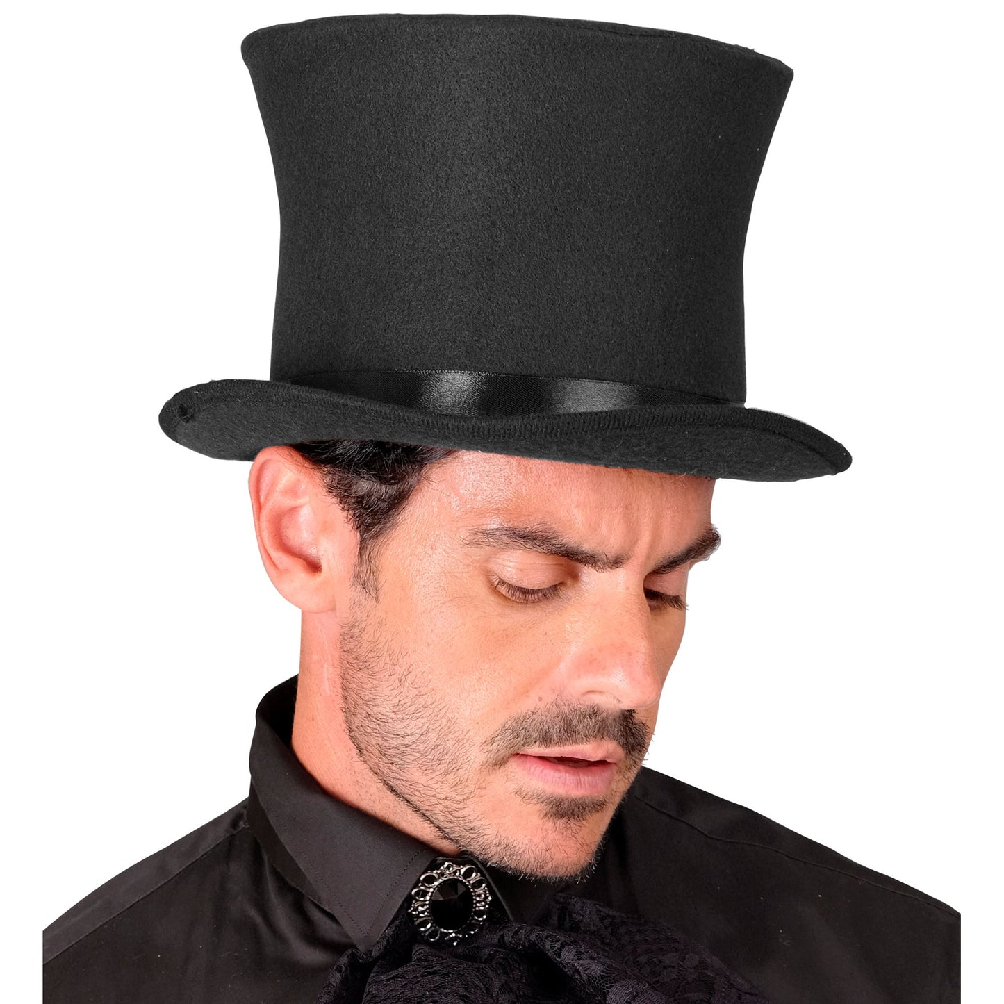 Widmann Schwarzer Grosser Zylinderhut mit Satinband 16 cm Höhe – Verpackung