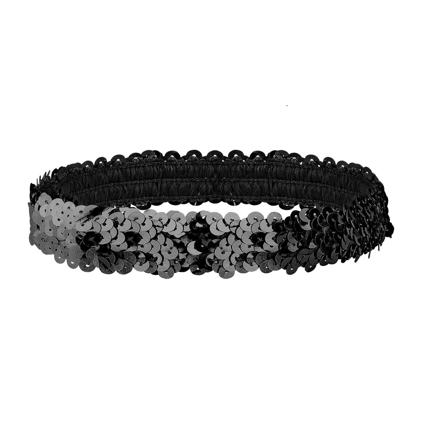 "SCHWARZES PAILLETTEN STIRNBAND" – Vorderansicht