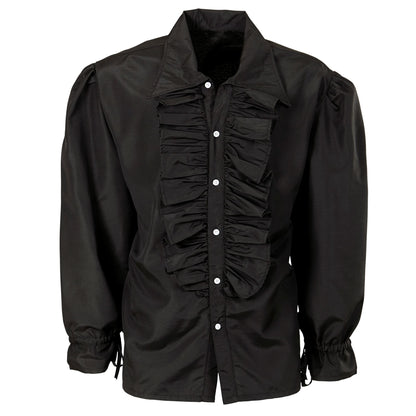 "SCHWARZES RÜSCHENSHIRT" für Mittelalter, Renaissance, Kolonialzeit, Gothic, Maskierte Banditen, Vampire, Disco – Ansicht 4