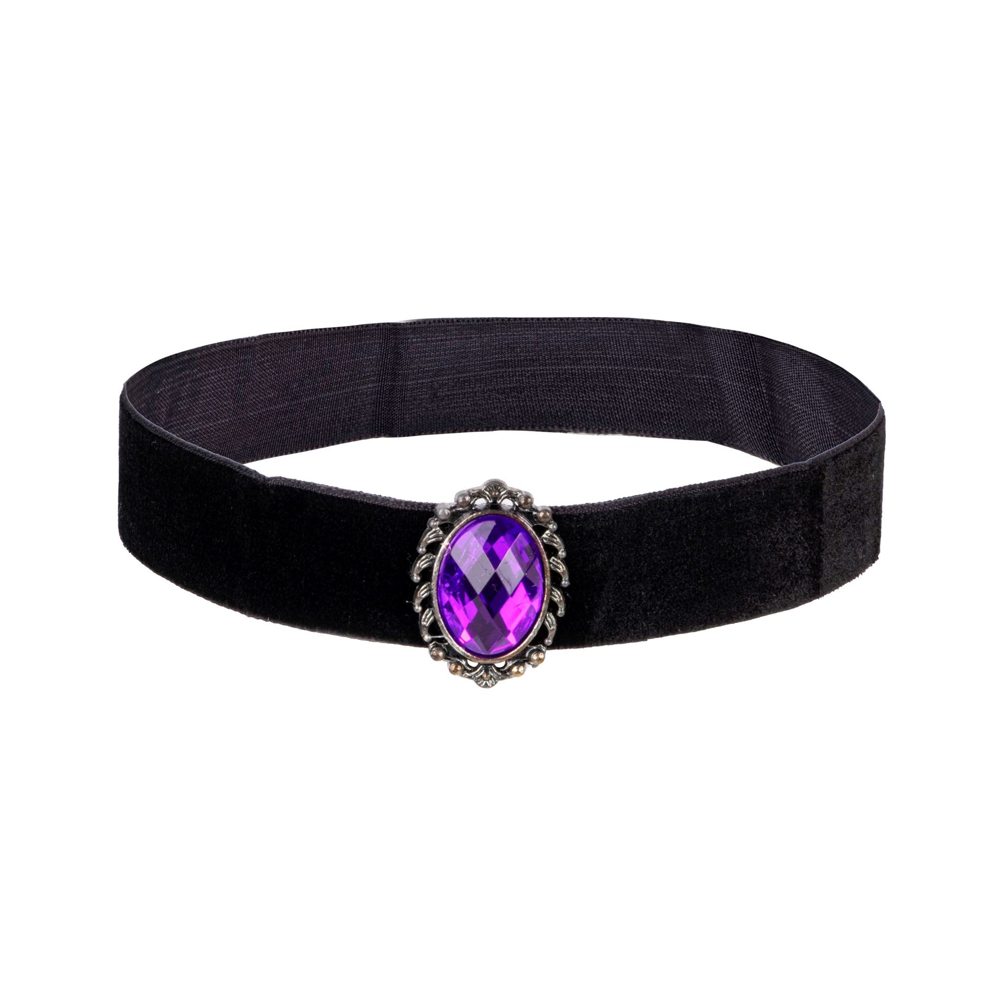 "SCHWARZES SAMTHALSBAND MIT VIOLETTEM JUWEL" – Vorderansicht