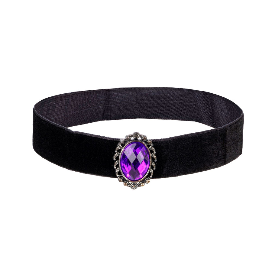 "SCHWARZES SAMTHALSBAND MIT VIOLETTEM JUWEL" – Vorderansicht