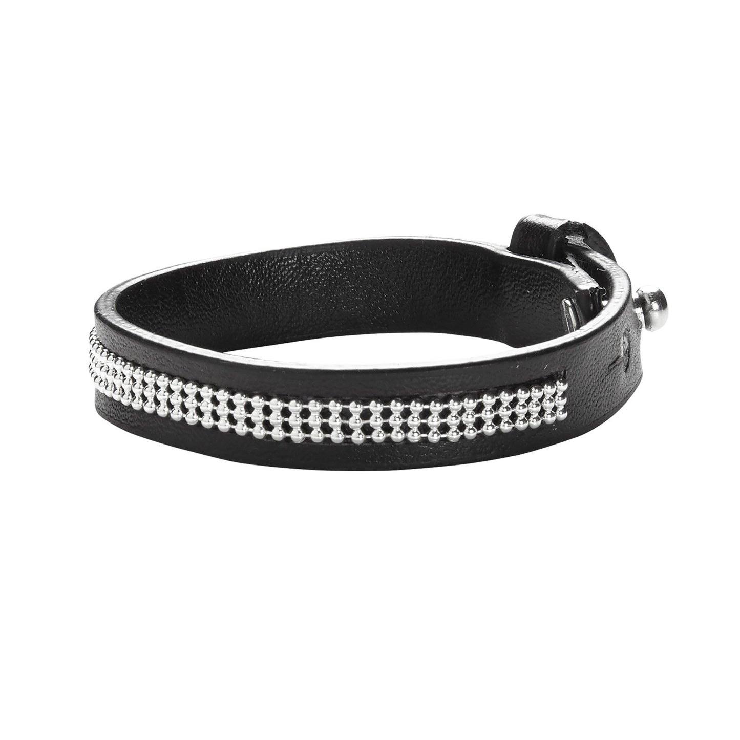 "SCHWARZES SPIKE-LEDERARMBAND" – Vorderansicht