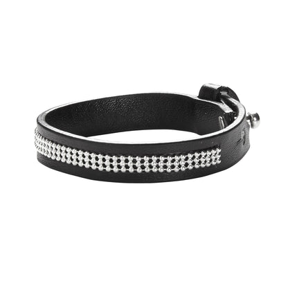 "SCHWARZES SPIKE-LEDERARMBAND" – Vorderansicht