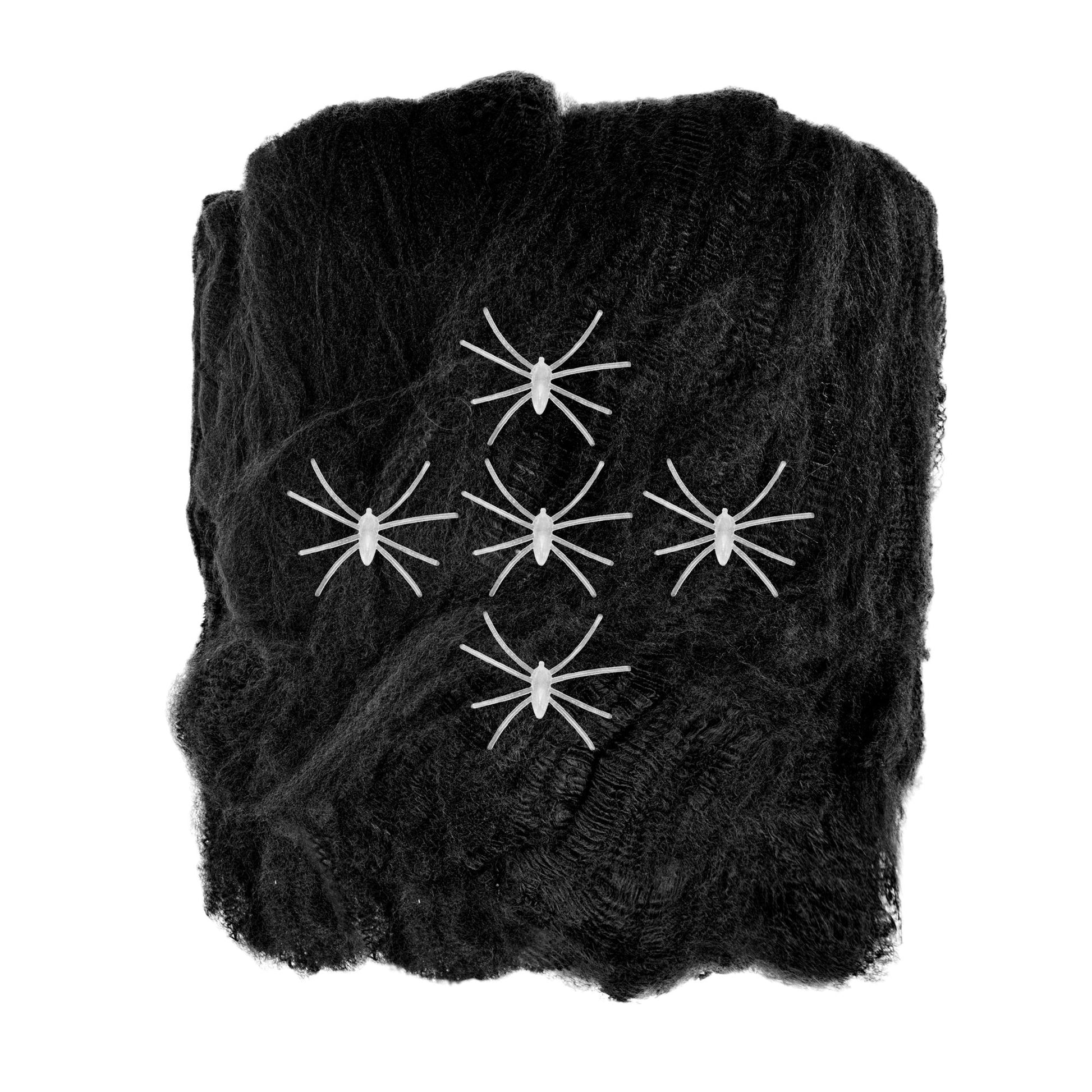 "SCHWARZES SPINNENNETZ 100 g MIT 5 GLOW IN THE DARK SPINNEN" – Detailansicht