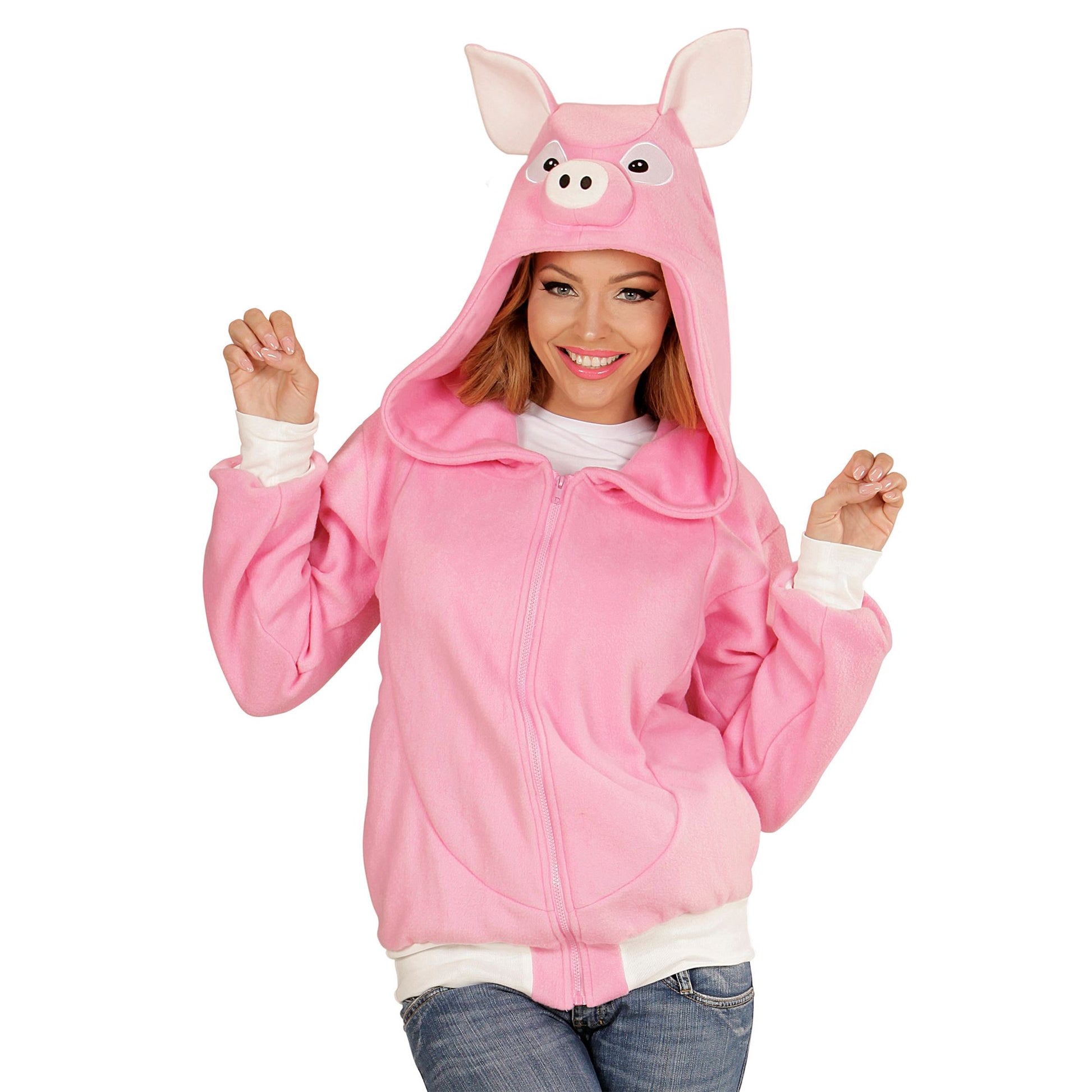 "SCHWEIN" (Fleecejacke mit Kapuze) – Ansicht 3