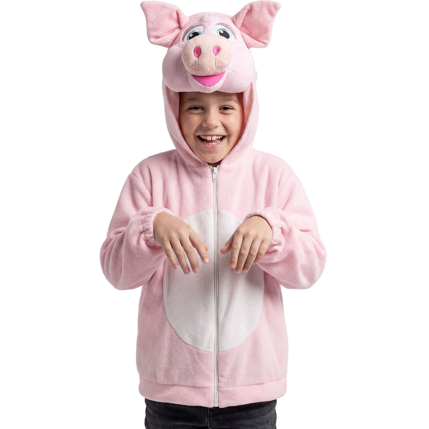 "SCHWEIN SOFT PLÜSCHKOSTÜM" (Jacke mit Kapuze) – Vorderansicht