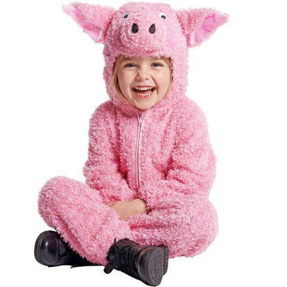 "SCHWEINCHEN FUZZY" (Overall mit Kapuze) in 2 Größen sort – Vorderansicht