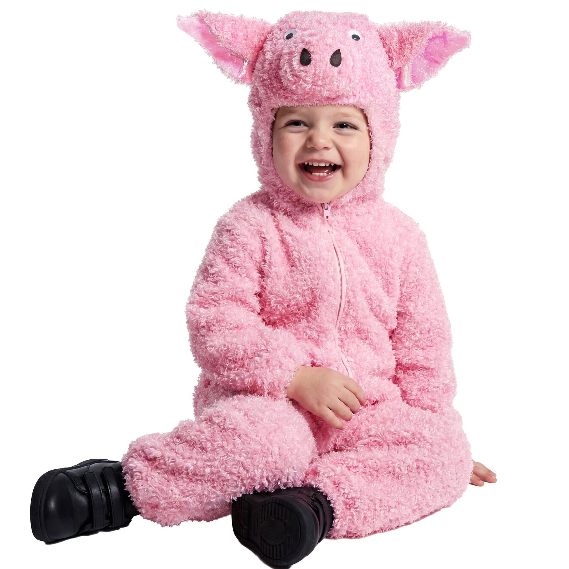 "SCHWEINCHEN FUZZY" (Overall mit Kapuze) in 2 Größen sort – Detailansicht
