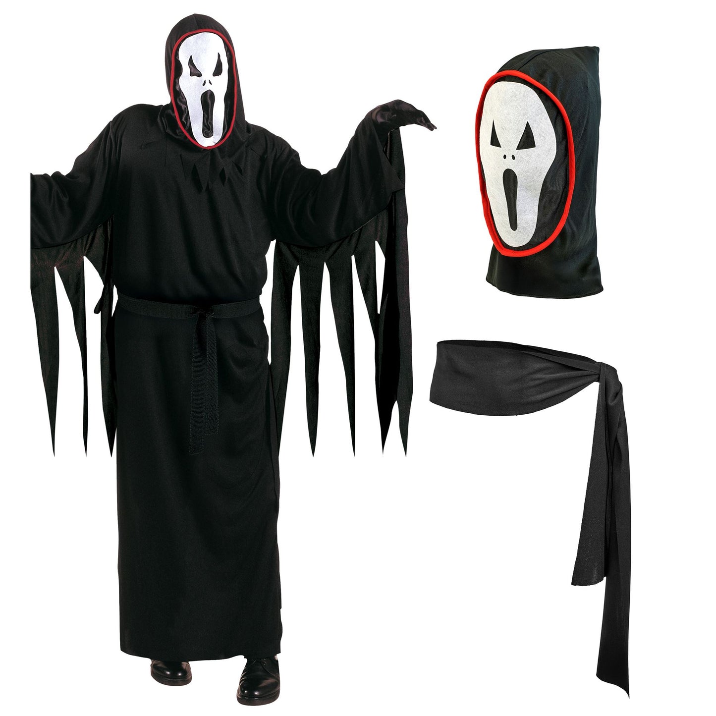 "SCREAMING GHOST" (Tunika, Gürtel, Maske mit Kapuze) – Detailansicht