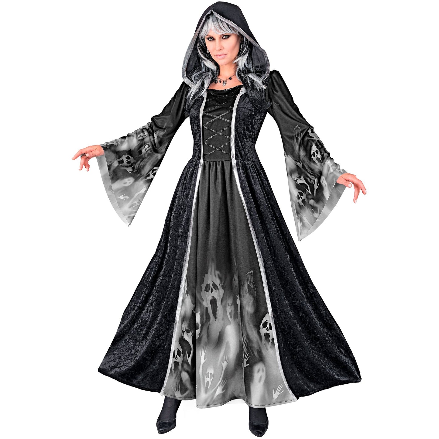 "SCREAMING SOULS" (Kleid mit Kapuze) – Vorderansicht