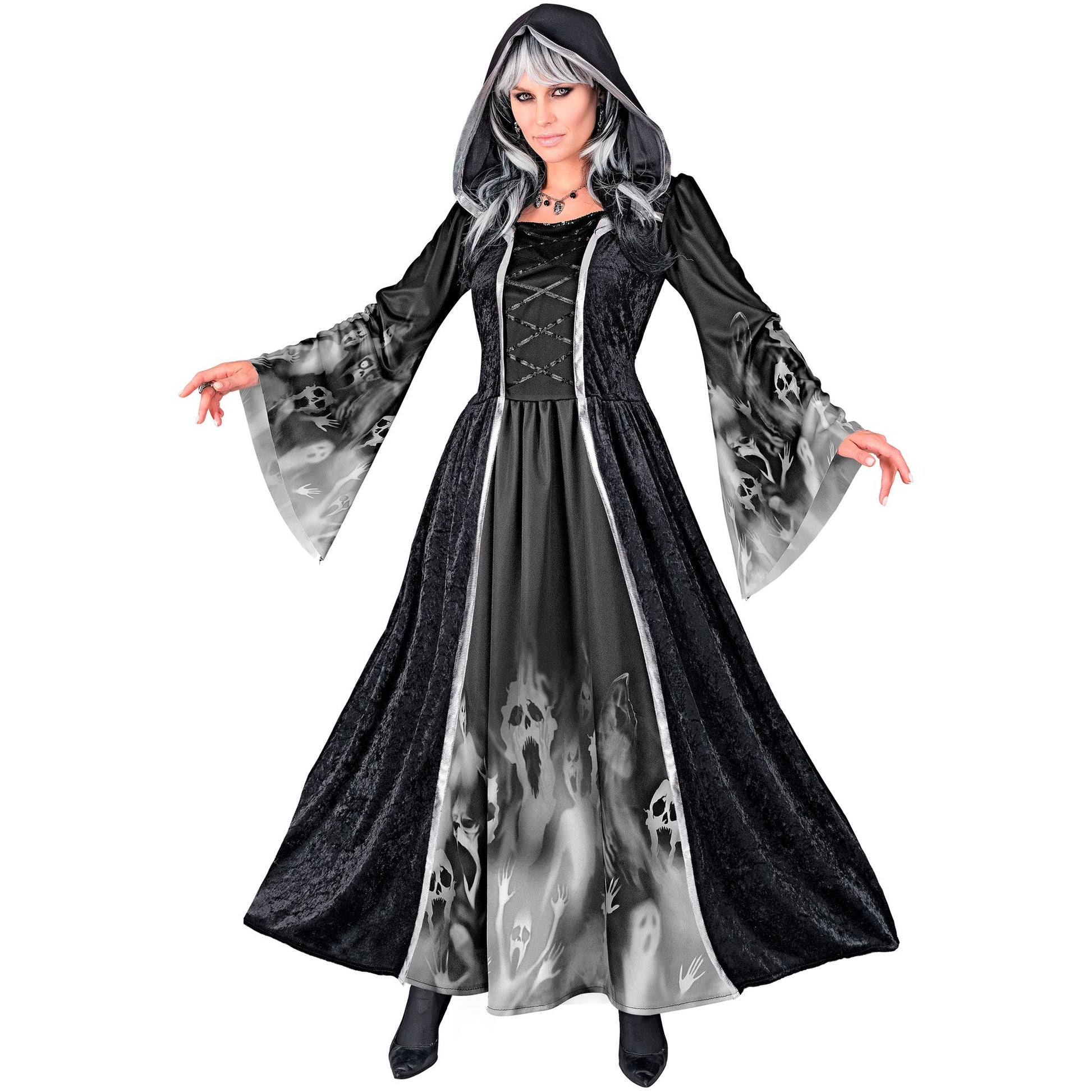 "SCREAMING SOULS" (Kleid mit Kapuze) – Vorderansicht