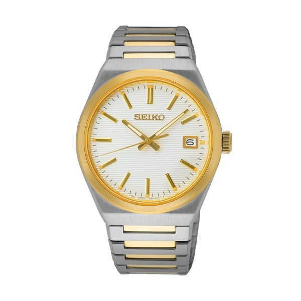 SEIKO SUR558P1 Herren Quarzuhr Gold Edelstahl 38.5 mm mit Datum – Detailansicht